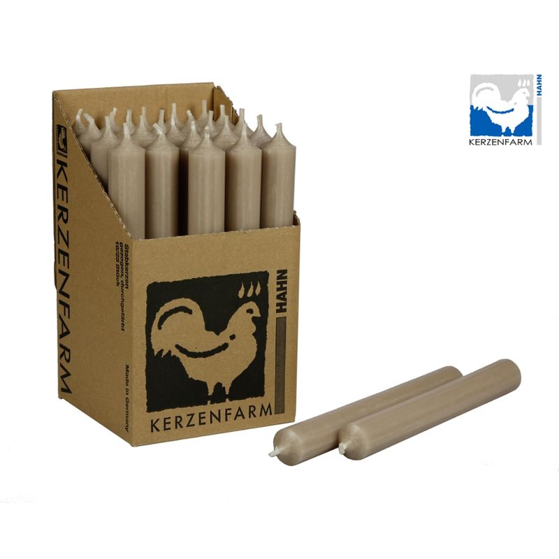 Kerzenfarm Hahn Paraffin Stabkerze, taupe, 22x180mm - Produktbild
