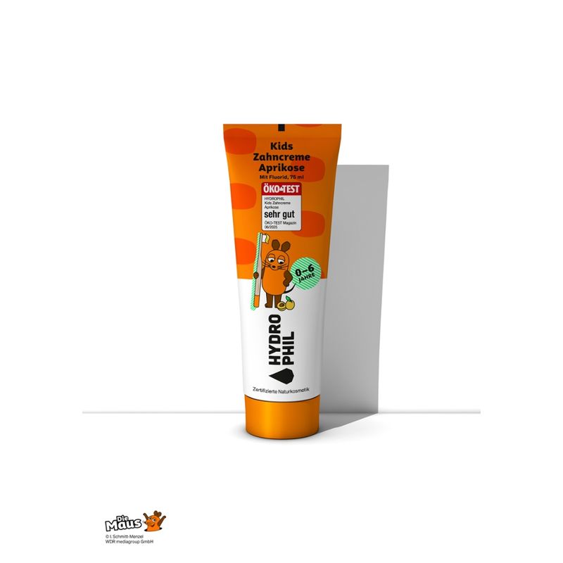 HYDROPHIL Maus - Kids Zahncreme  Aprikose , 75ml - Produktbild