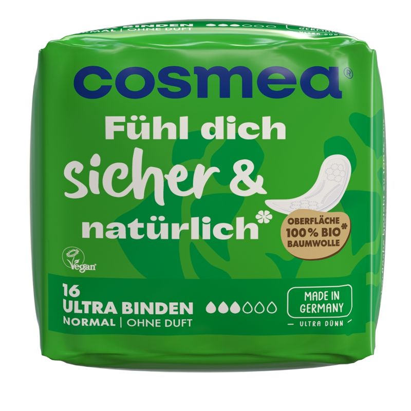 COSMEA®  cosmea® Ultra Binden Bio Baumwoll-Oberfläche Normal, ohne Duft, 16 Stück - Produktbild