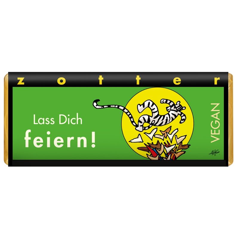 Zotter Schokolade Lass Dich feiern! - Haselnussnougat Krokant - VEGAN - Produktbild
