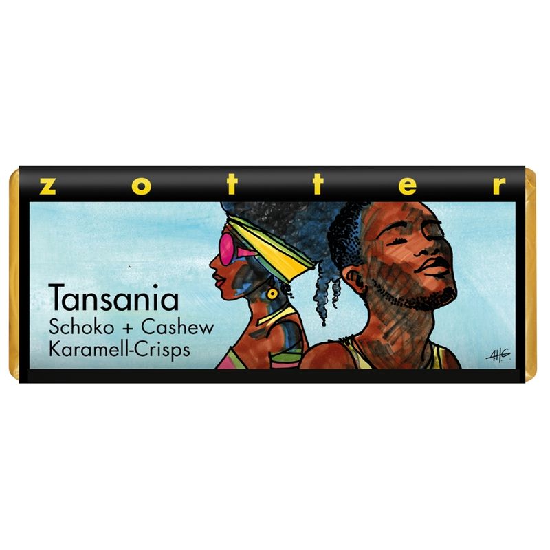 Zotter Schokolade Tansania - Schoko + Cashew Karamell-Crisps - Produktbild