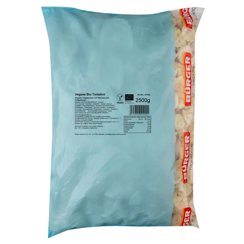 BÜRGER  Vegane Bio Tortellini Karton 2 Beutel à 2kg - Produktbild