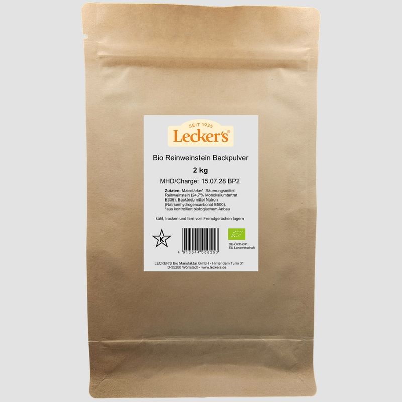 Lecker´s Bio Reinweinstein Backpulver 2 kg - Produktbild
