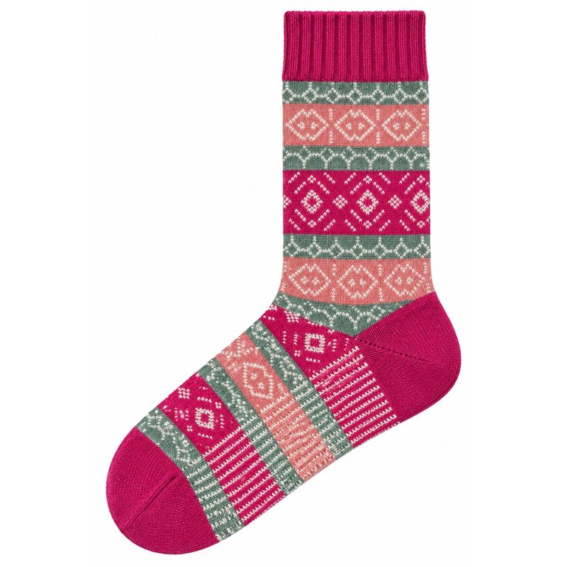 LIVING CRAFTS 1401 Hyggesocke pink/green/striped 37-39 - Produktbild