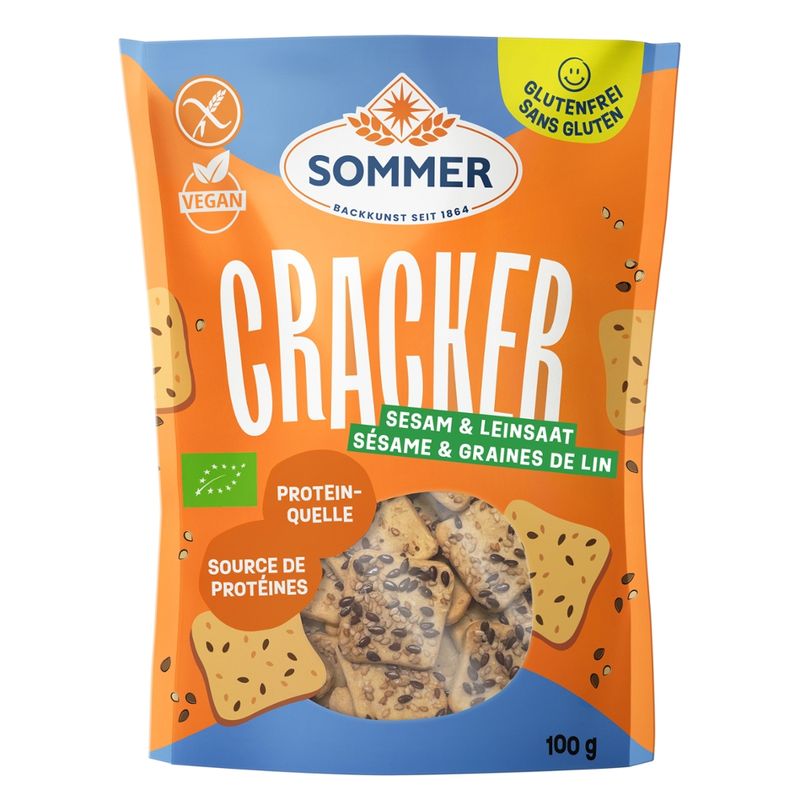 SOMMER BACKKUNST SEIT 1864 Bio Cracker Sesam&Leinsaat GF - Produktbild