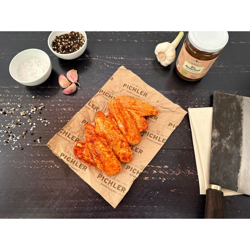 Biometzgerei Pichler Bio-Hähnchenflügel gewürzt, ca. 500g, SB, kbA - Produktbild