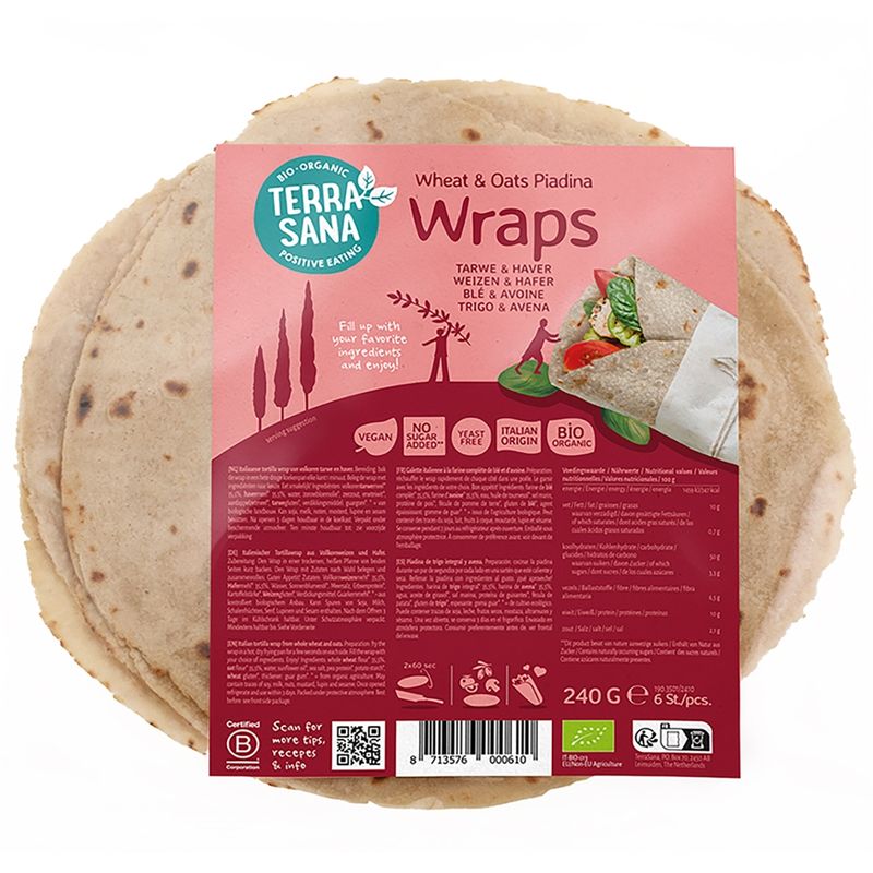 TerraSana Piadina Wrap Weizenvollkornmehl und Hafer - Produktbild