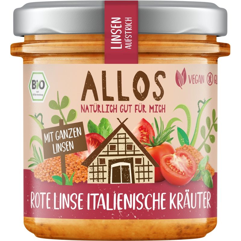 Allos Linsen Aufstrich Rote Linse Italienische Kräuter - Produktbild