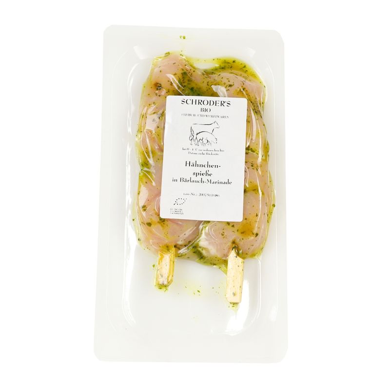 Schröder's Bio Fleisch- und Wurstwaren Hähnchenbrustspieße Bärlauch 2 x 80 g - Produktbild