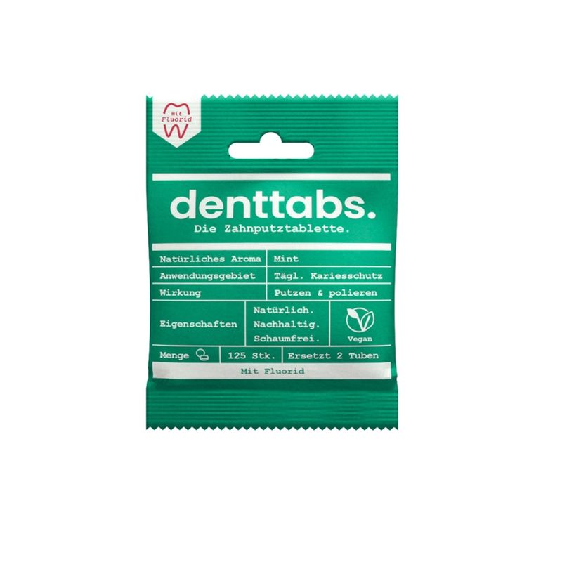 Denttabs Denttabs Zahnputztabletten Mint mit Fluorid 125 Stück - Produktbild