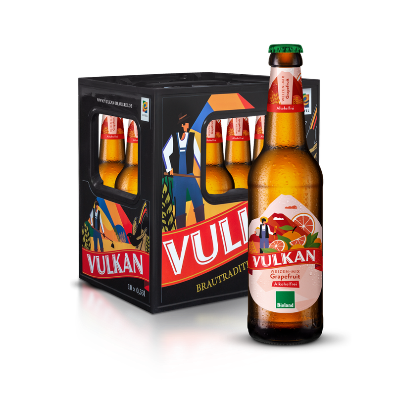 VULKAN exklusiv Vulkan BIO Weizen-Mix Grapefruit alkoholfrei 10x0,33l LN - Produktbild