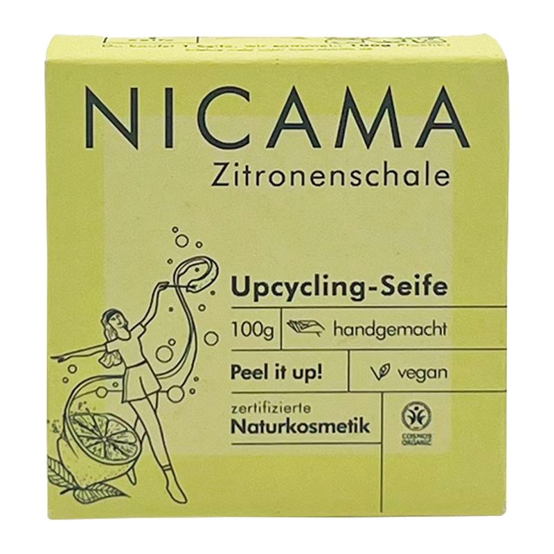 NICAMA NICAMA zertifizierte Bio-Upcyclingseife mit Peelingeffekt - Zitronenschale 100g - Produktbild