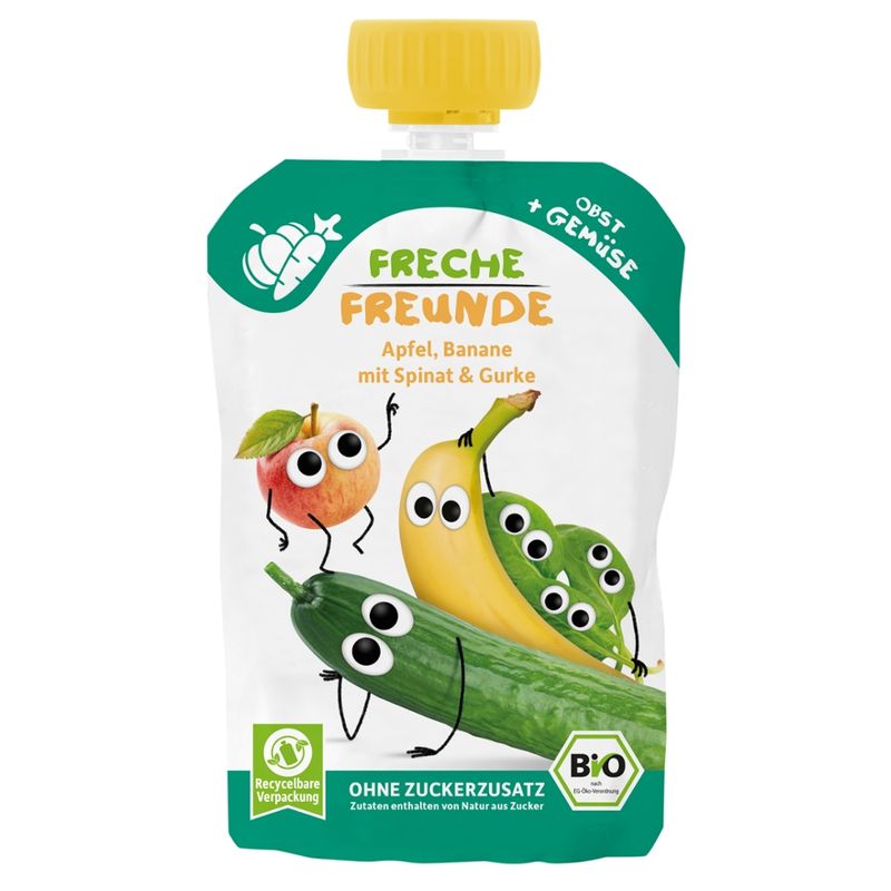 Freche Freunde Freche Freunde Bio Quetschie Apfel, Banane, Spinat & Gurke - Produktbild
