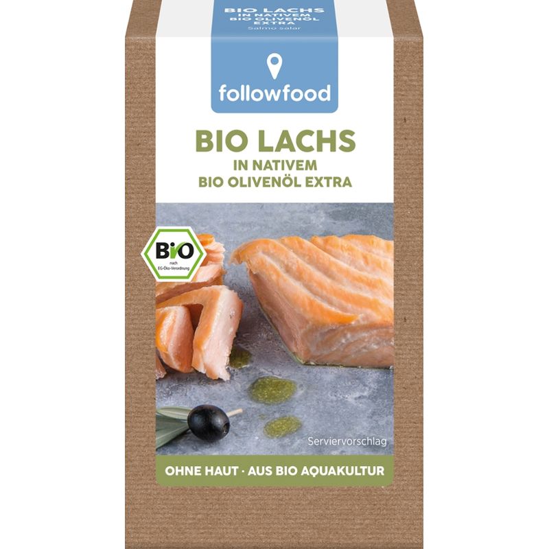 followfood Bio Lachs Filetstücke, ohne Haut, in nativem Bio Olivenöl extra - Produktbild
