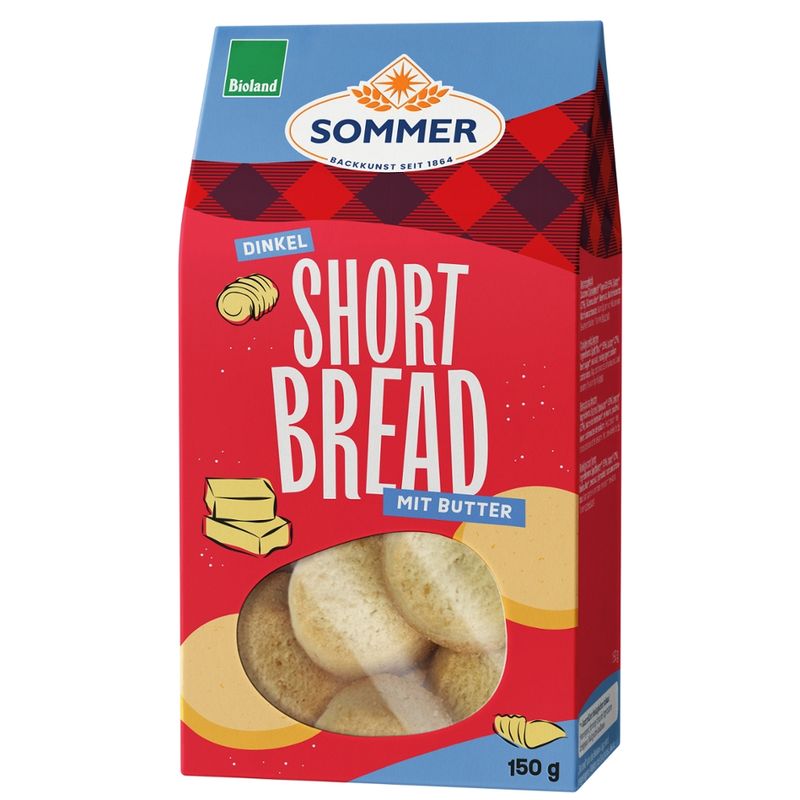 SOMMER BACKKUNST SEIT 1864 BIOLAND Dinkel Short Bread mit Butter 150g - Produktbild