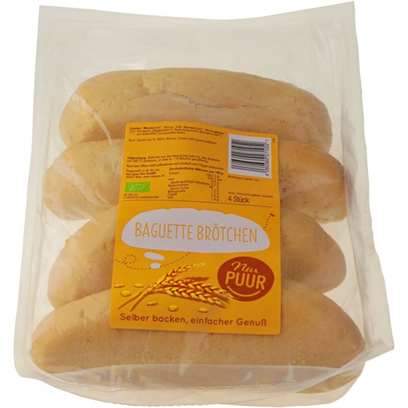 Nur Puur Baguette Brötchen, 4 Stück - Produktbild