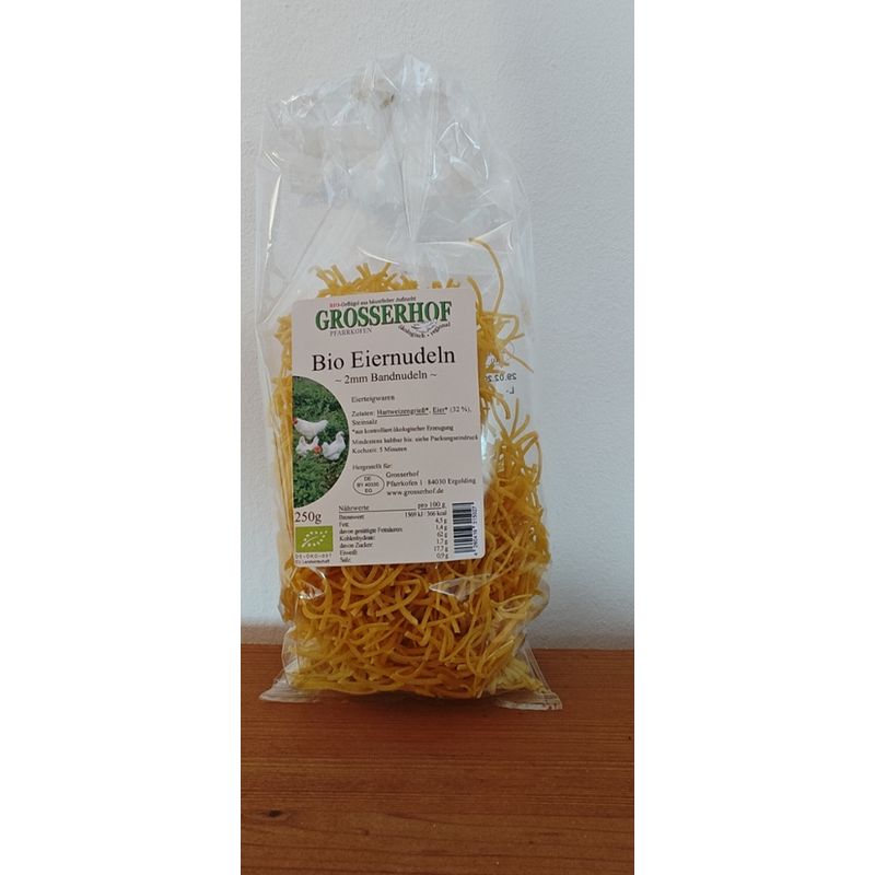 Grosserhof Grosserhof Bio-Frischeinudeln Suppennudeln 2mm mit Eiern vom Zweinutzungshuhn - Produktbild