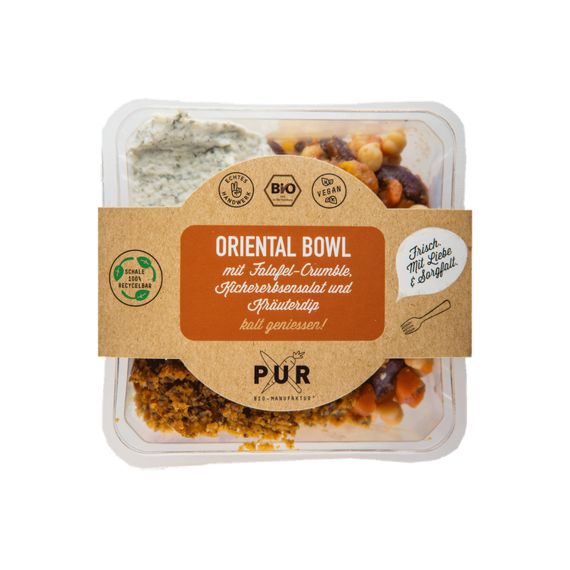PUR Bio-Manufaktur PUR Oriental Bowl mit Falafel-Crumble, Kichererbsensalat und Kräuterdip (to go) - Produktbild