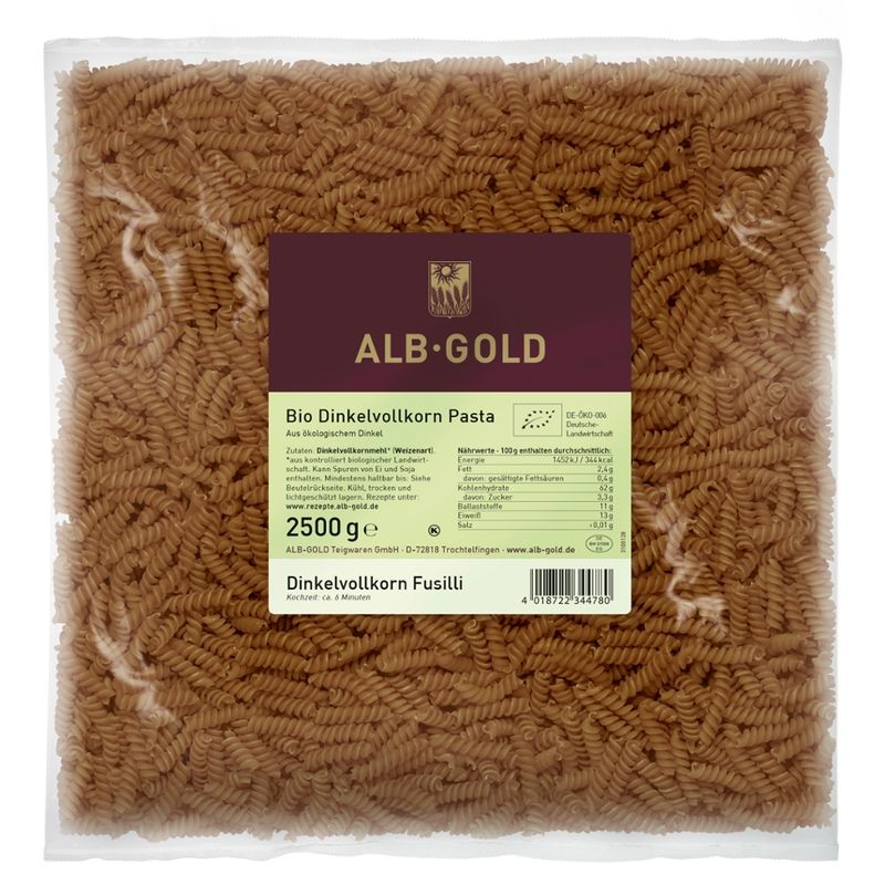 ALB-GOLD AG Bio Dinkelvollkorn Fusilli 4 x 2,5 kg - Produktbild