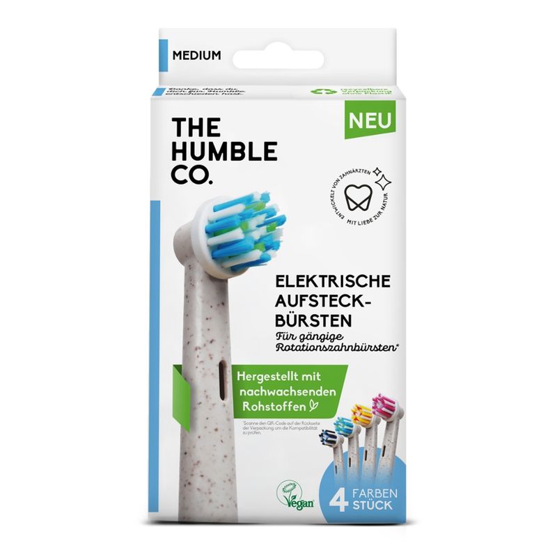 The Humble Co.  Humble Plantbased Elektrische Rotationsaufsteckbürsten Inhalt: 4x Elektrische Aufsteckbürsten - Produktbild