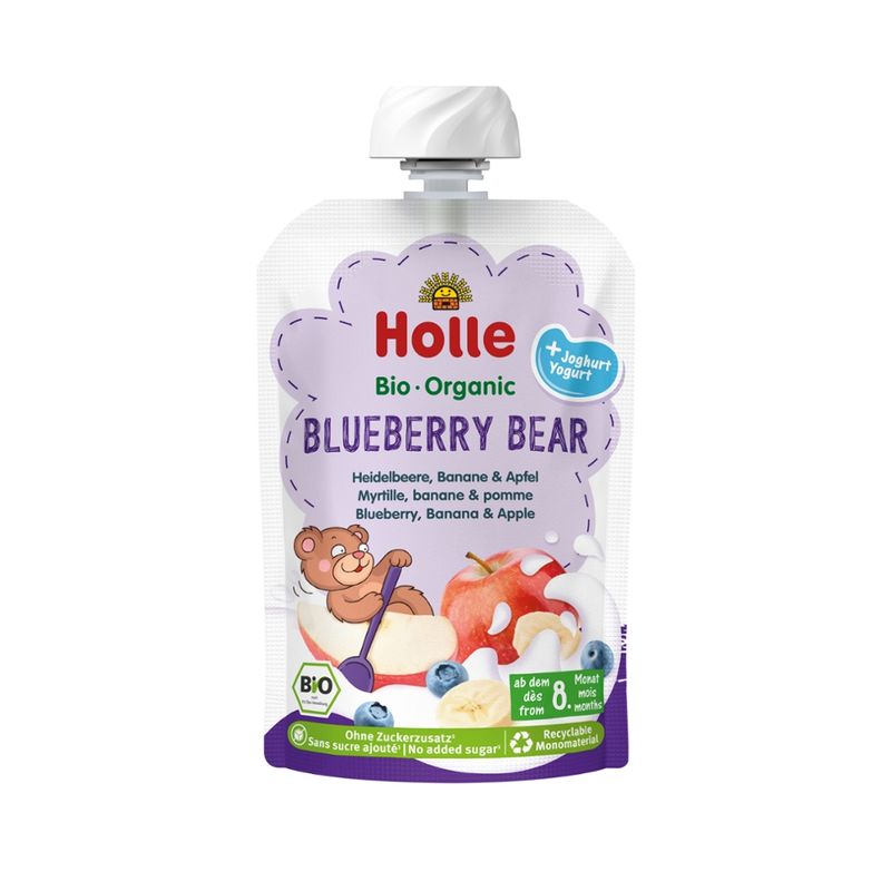 Holle  Blueberry Bear - Pouchy Heidelbeere, Apfel & Banane mit Joghurt - Produktbild