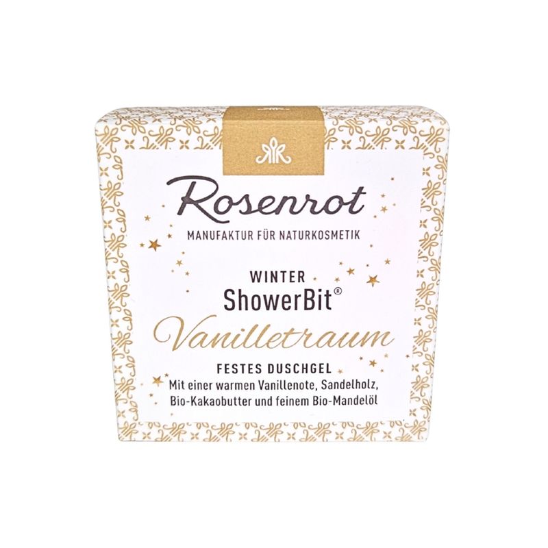 Rosenrot Naturkosmetik ShowerBit® - festes Duschgel Winter Vanilletraum - 55g - in Schachtel - Produktbild