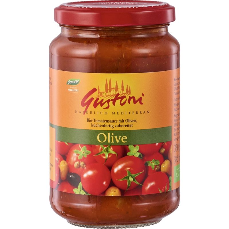 Gustoni Tomatensauce mit Oliven, küchenfertig zubereitet - Produktbild
