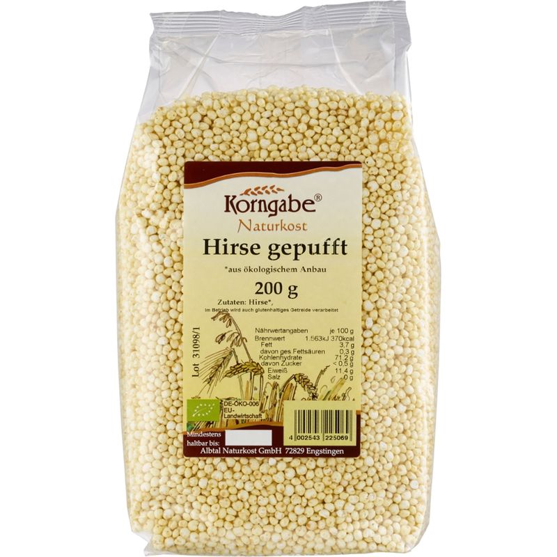 Korngabe Naturkost Hirse gepufft natur - Produktbild
