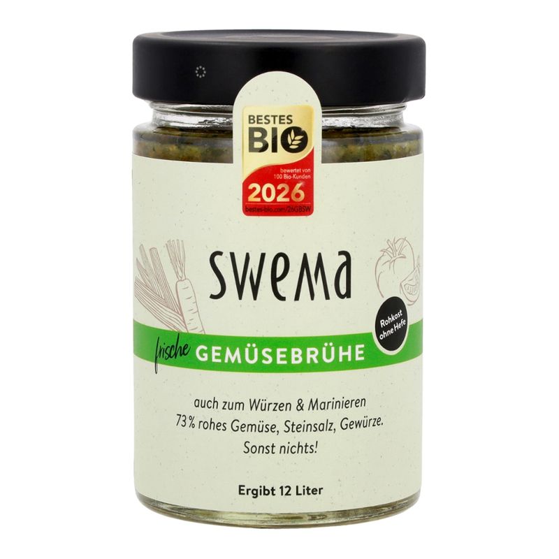 SweMa Frische Gemüsebrühe klassisch, 320g für 12 Liter, 73% Gemüse, Steinsalz, Gewürze. Sonst nichts! - Produktbild