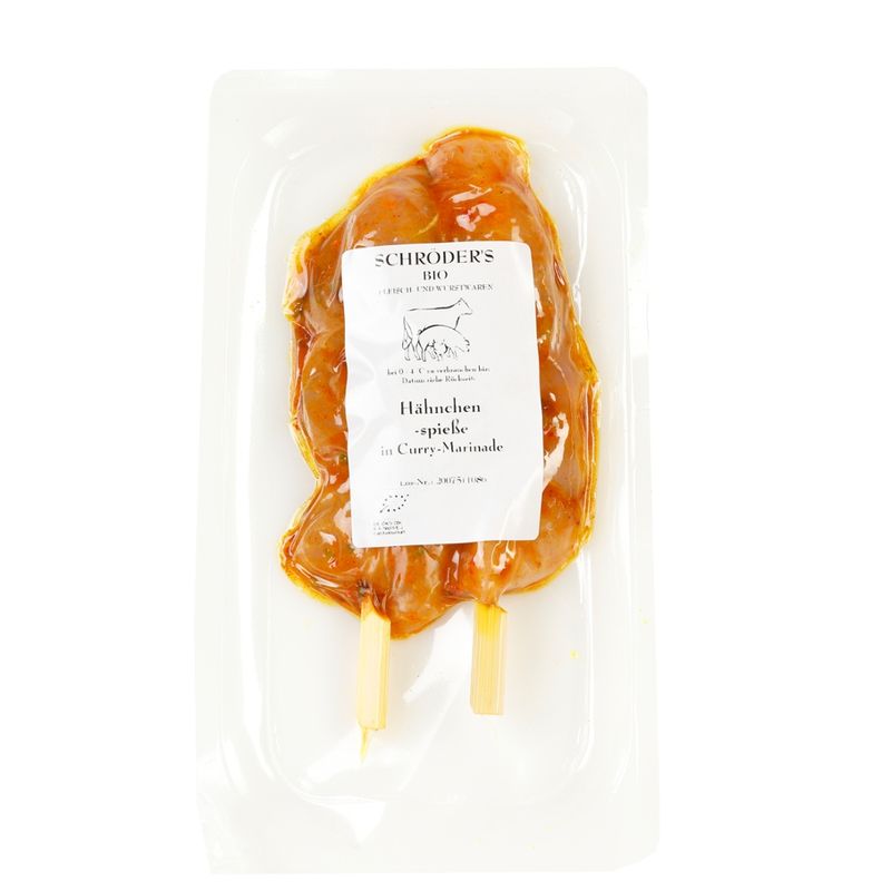 Schröder's Bio Fleisch- und Wurstwaren Hähnchenbrustspieße Curry 2 x 80 g - Produktbild