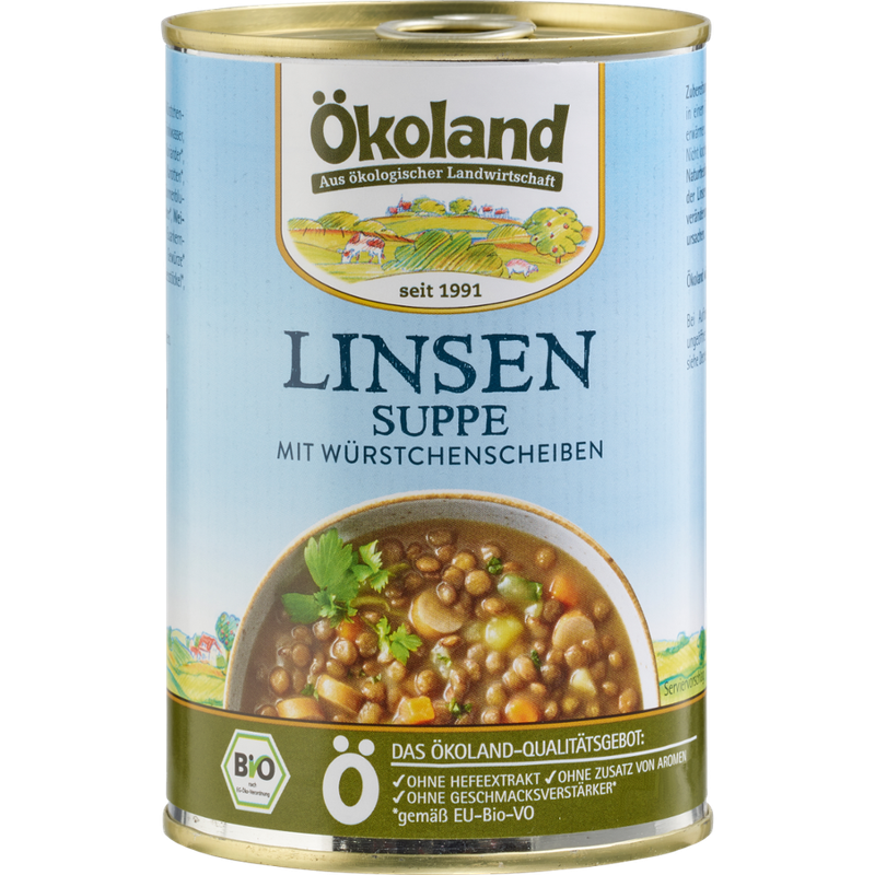 ÖKOLAND Linsensuppe mit Würstchenscheiben - Produktbild