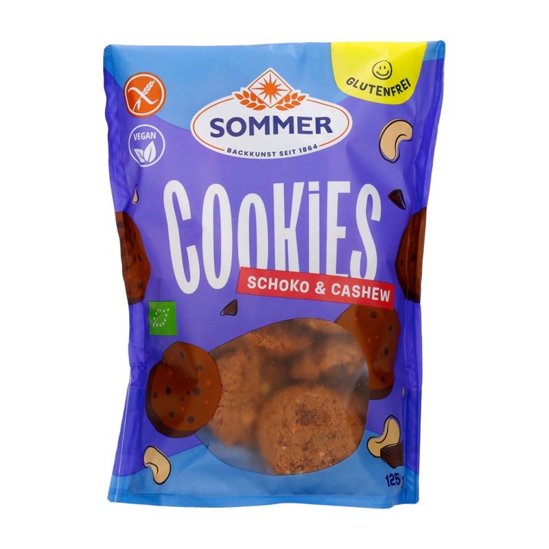 SOMMER BACKKUNST SEIT 1864 Glutenfreie Bio Cookies Schoko Cashew - Produktbild
