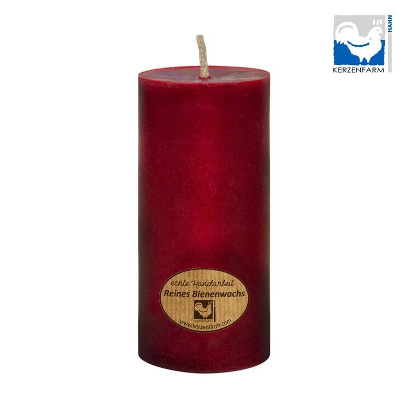 Kerzenfarm Hahn Bienenwachsstumpen, dunkelrot, 95x40 mm - Produktbild