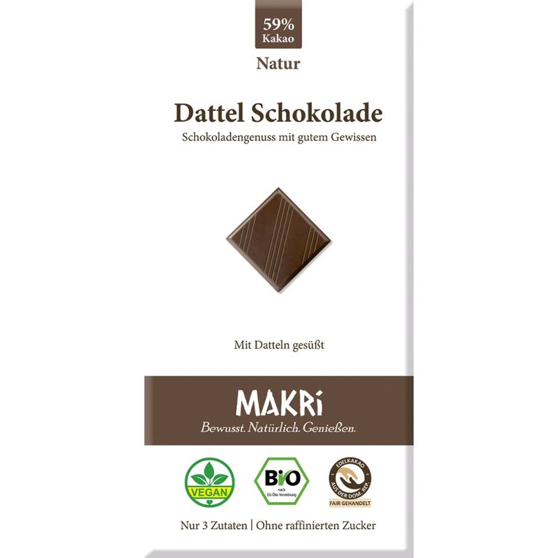 Makri Bio Dattel Schokolade - Natur 59% - Produktbild