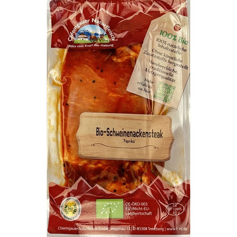 Chiemgauer Naturfleisch Bio-Schweinenackensteak Paprika, 2 St., ca. 400g, SB, kbA - Produktbild