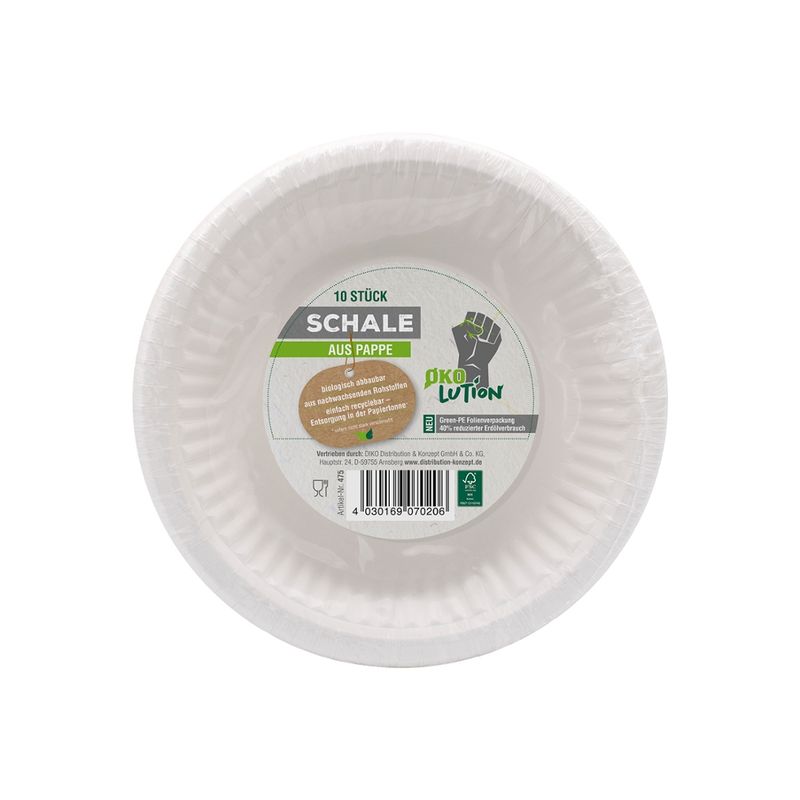 Ökolution Ökolution Pappschale 10er Pack rund weiß 19 cm FSC zertifiziert Folie Green PE - Produktbild