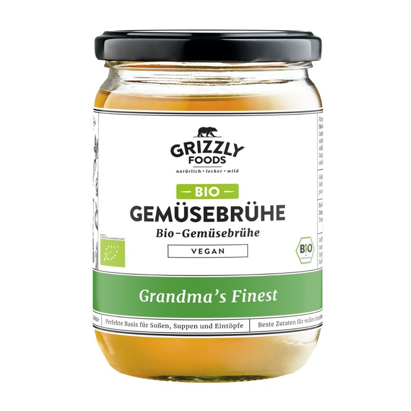 Grizzly Foods Bio-Gemüsebrühe “Grandma's Finest” – 100% natürliche BIO-Gemüsebrühe - Produktbild