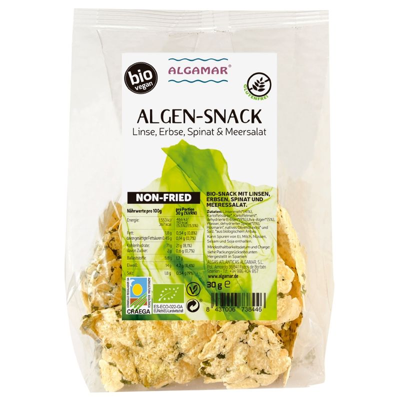 Algamar Algen-Snack (Linse, Erbse, Spinat & Meersalat) - Produktbild