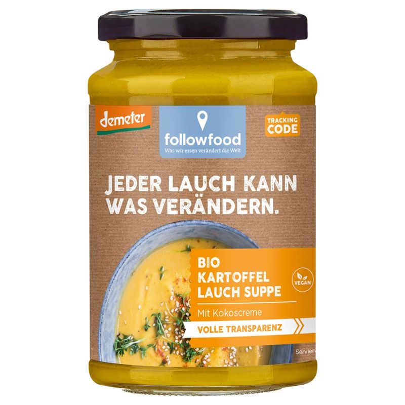 followfood Bio Kartoffel Lauch Suppe mit Bio Kokoscreme vegan - Produktbild