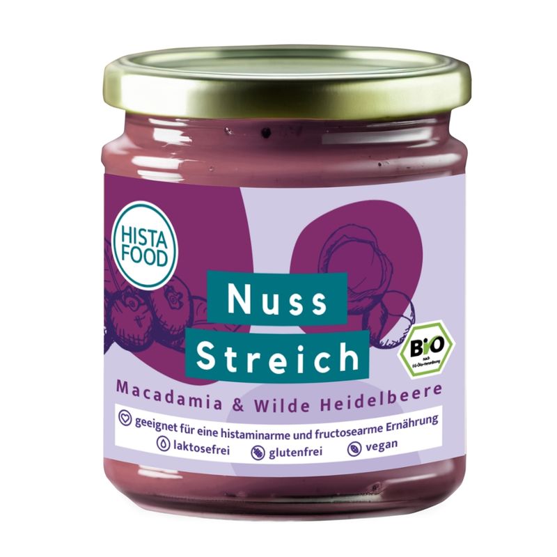 HistaFood HistaFood Bio NussStreich Macadamia & Wilde Heidelbeere - für Menschen mit Unverträglichkeiten - Produktbild