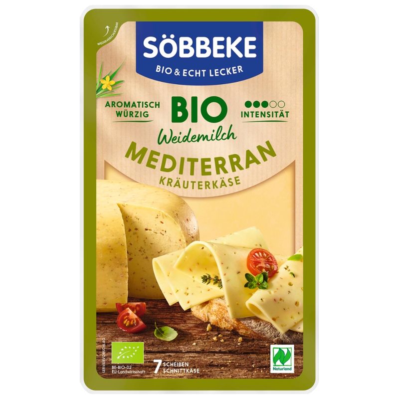Söbbeke Bio Weidemilch Mediterran Kräuterkäse Scheiben - Produktbild