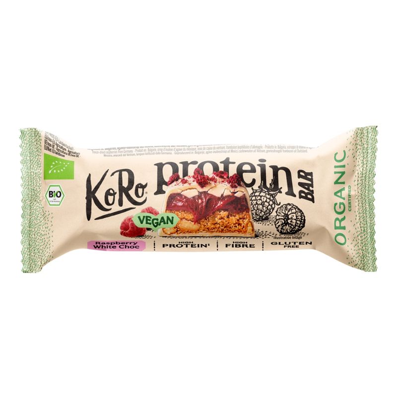 KoRo Handels GmbH Vegan Bio Protein Bar Raspberry White Choc 45 g - Produktbild