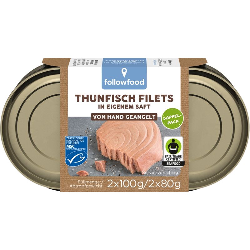 followfood Thunfisch Filets in eigenem Saft, aus Angelruten-Fischerei - Produktbild