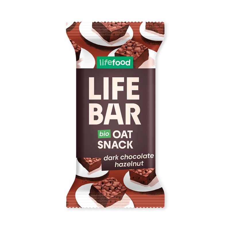 Lifefood  Lifefood Lifebar Oat Snack Dunkle Schokolade Haselnuss BIO - Produktbild