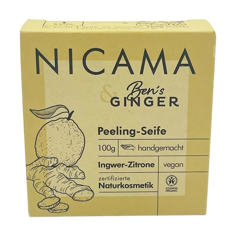 NICAMA NICAMA zertifizierte Bio-Peeling-Seife Ingwer-Zitrone 100g - Produktbild