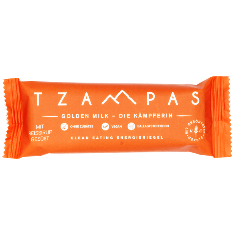TZAMPAS TZAMPAS Golden Milk- Die Kämpferin. Clean Eating Energieriegel mit gerösteter Gerste, Kokos und Kurkuma - Produktbild