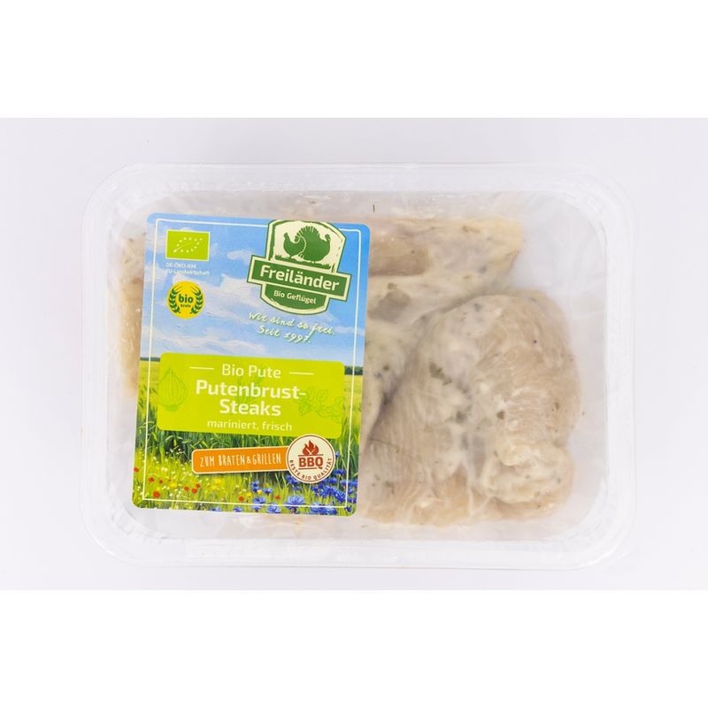 Freiländer Bio Geflügel Hähnchenbruststeak mariniert Joghurt-Knoblauch, MAP, frisch, ca. 350 g - Produktbild