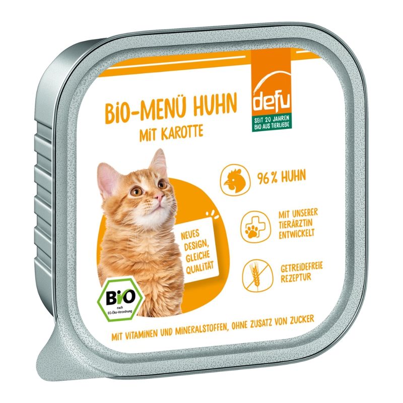 defu - Das Tierfutter vom Bio-Bauern Katze Bio-Menü Huhn mit Karotte - Produktbild