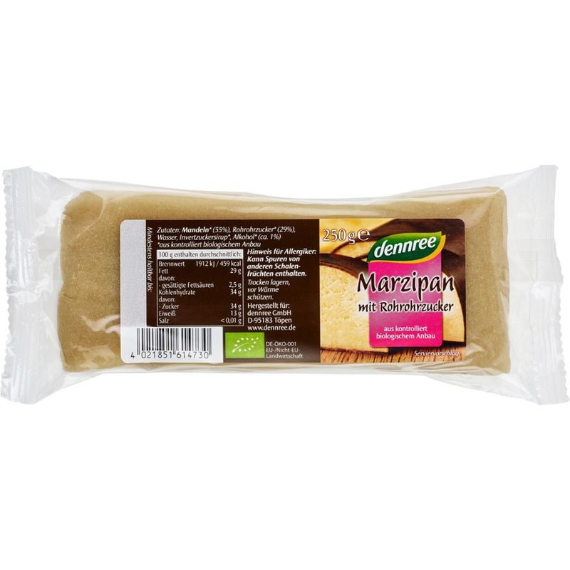 dennree Marzipan mit Rohrohrzucker - Produktbild