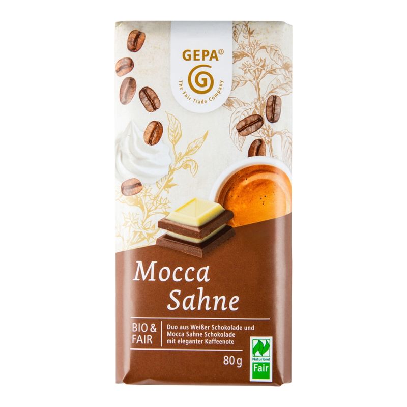 GEPA - The Fair Trade Company Bio Mocca Sahne Schokolade mit Weißer  Schokolade - Produktbild